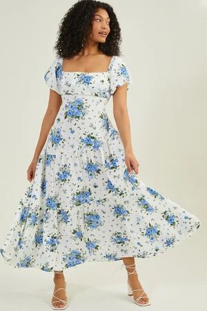 Emmy Floral Maxi Dress in Ivory & Blue | Altar'd State | Altar'd State