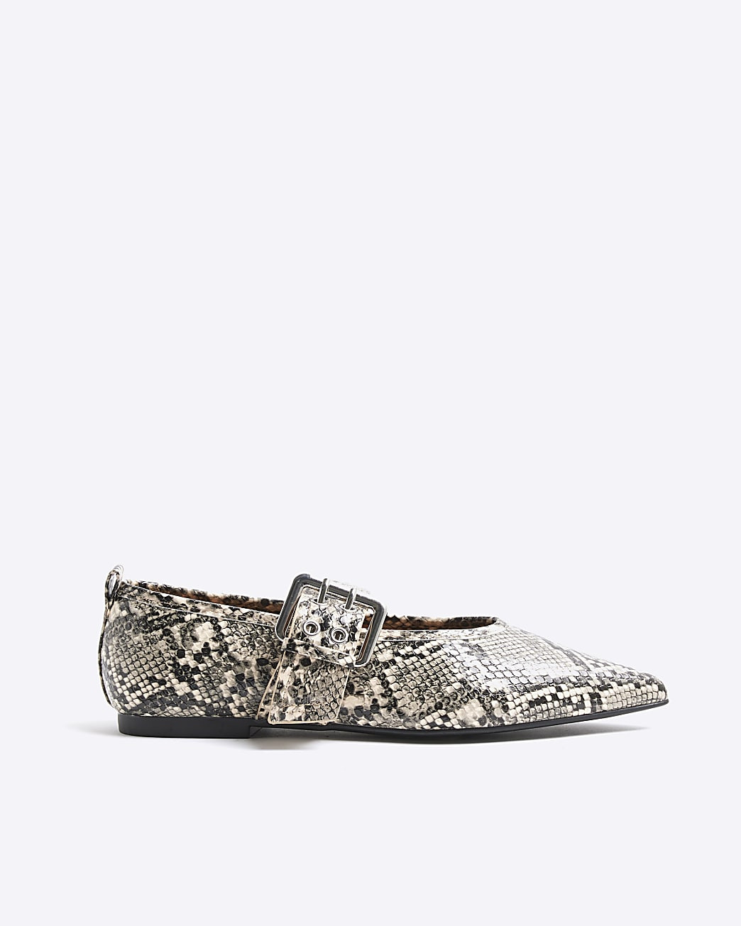 Grey Snake Print Pointed Mary Jane Shoes | River Island UK & IE
