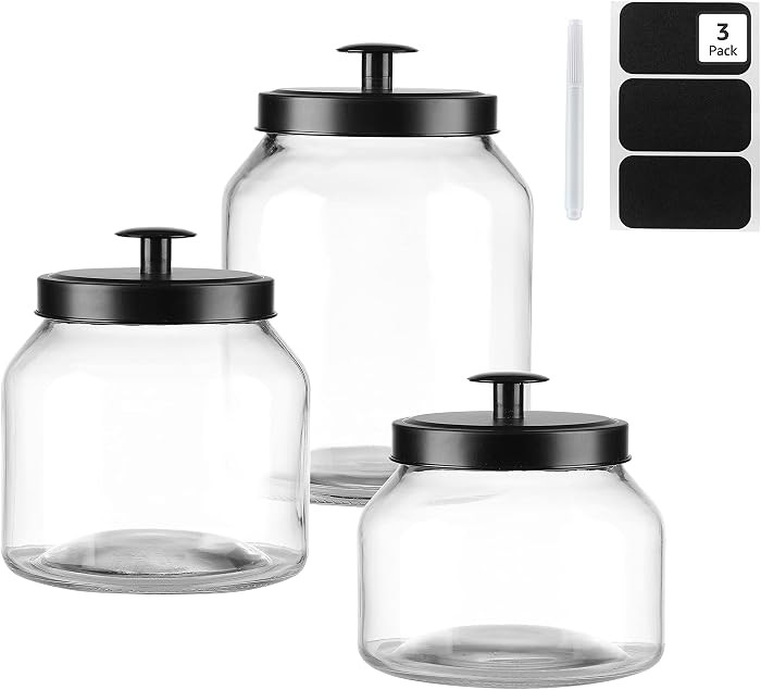 Hyperspace Clear Glass Kitchen Canister Set, Cookie Jar, Food Storage Container, Bathroom Jar wit... | Amazon (US)