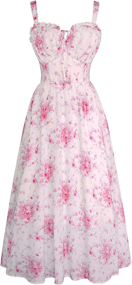 Scarlet Darkness Summer Dresses for Women 2026 Floral Corset Dress Long Milkmaid Dress with Pocke... | Amazon (US)