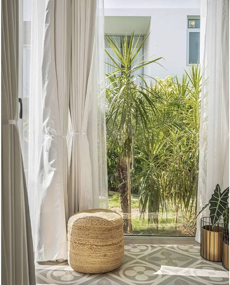 Jute Pouf - Hand-Braided - 100% Jute - Champagne Ottoman - Footrest, Bean Bag, Floor Chair - Grea... | Amazon (US)