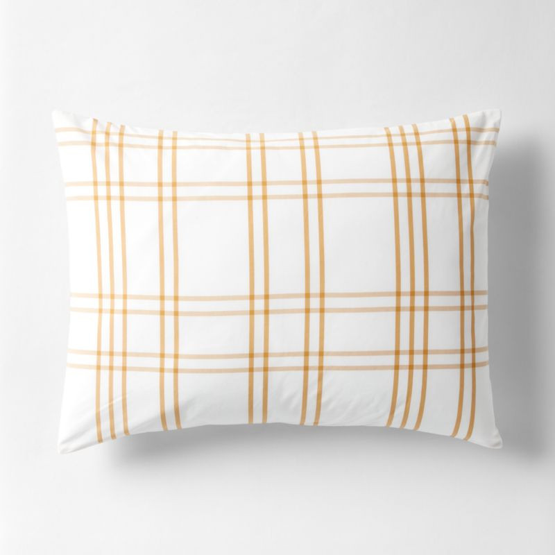 Stax Savannah Yellow Yarn-Dyed Organic Cotton Kids Pillow Sham + Reviews | Crate & Kids | Crate & Barrel
