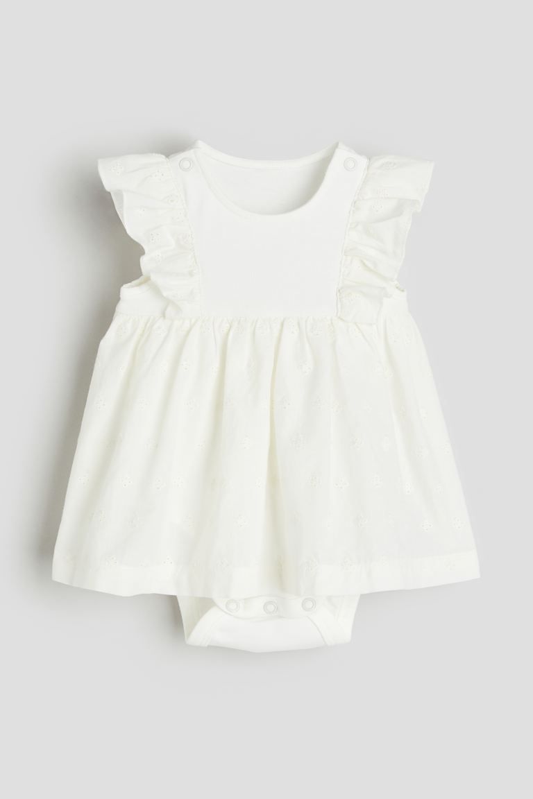 Ruffle-trimmed Bodysuit Dress - Cream - Kids | H&M US | H&M (US + CA)