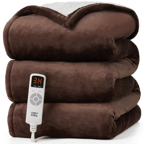 EHEYCIGA Heated Throw - Heating Blanket with 9 Levels & Auto Off, Soft Cozy Sherpa Washable Blanket, 50 x 60 Inches | Amazon (US)
