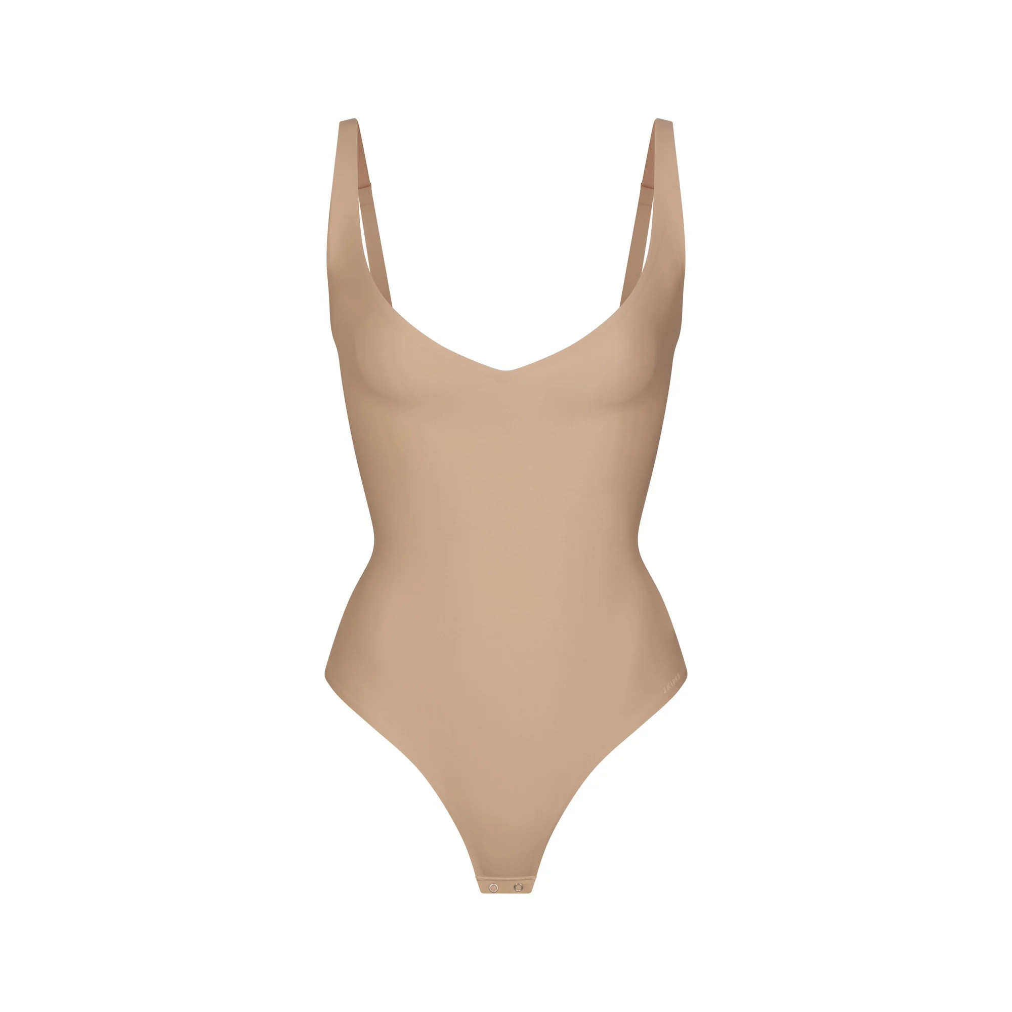 SKIMS BODY CORE SCULPT PLUNGE THONG BODYSUIT | CLAY | SKIMS (US)