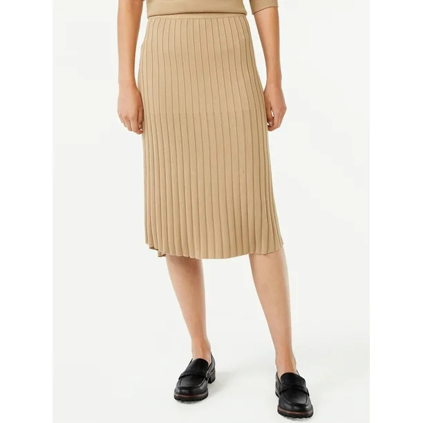 Free Assembly Women's Pleated Midi Sweater Skirt | Walmart (US)