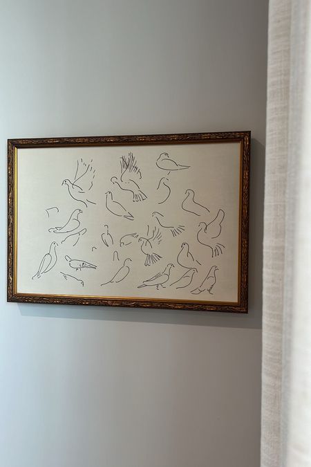 Wall art - Doves canvas with vintage gold frame from juniper print shop 
