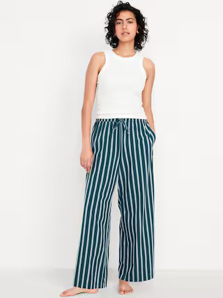 Poplin Wide-Leg Pajama Pants | Old Navy | Old Navy (US)