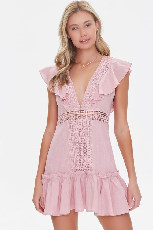 Ruffled Lace-Trim Cap-Sleeve Dress | Forever 21 (US)