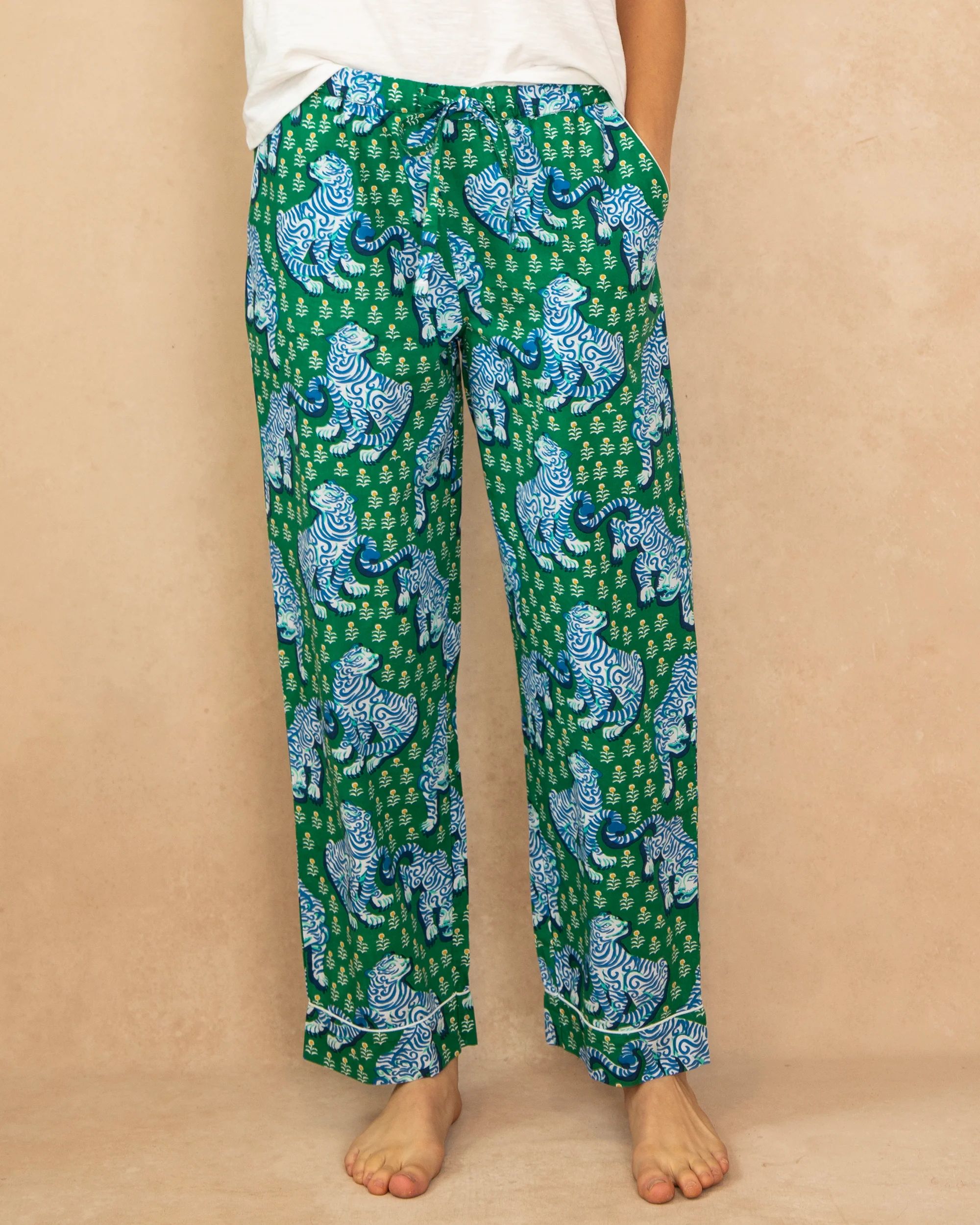 Tiger Queen Pajama Pants Jade | Printfresh