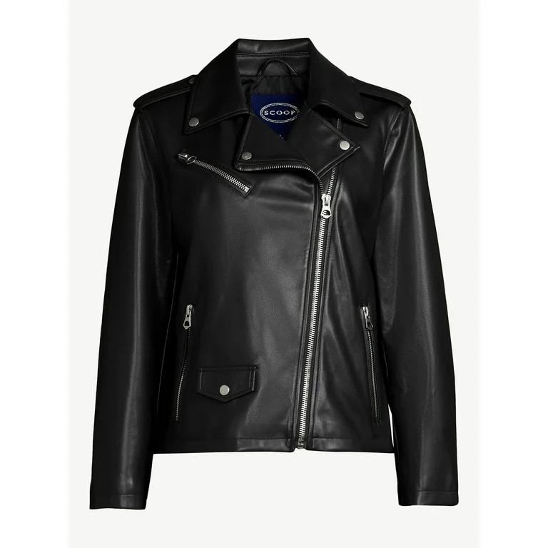 Scoop Women's Faux Leather Moto Jacket | Walmart (US)