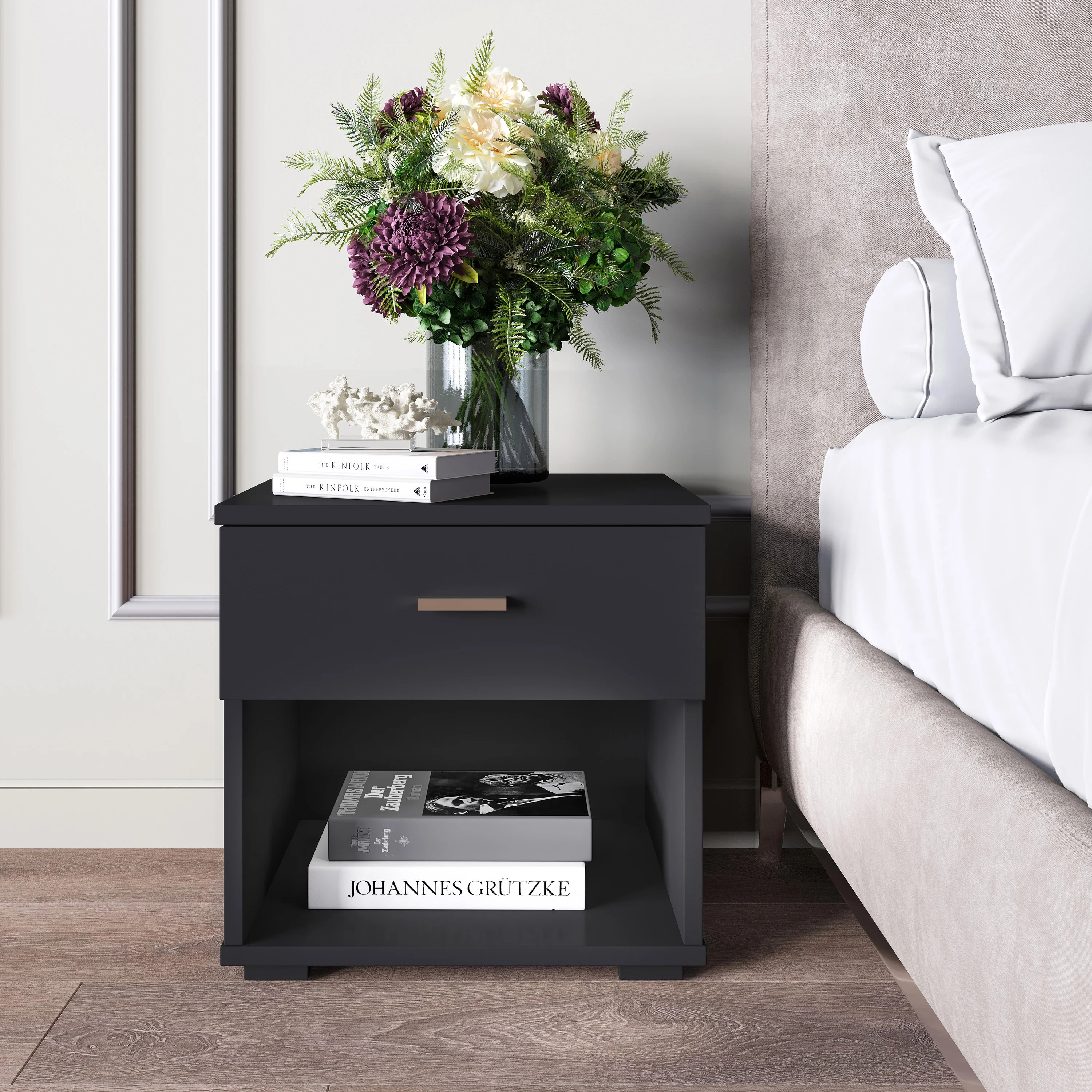 Premier Nash Single Drawer Nightstand, Black | Walmart (US)
