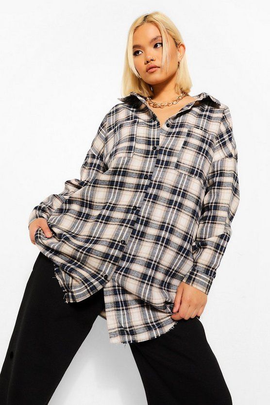 Petite Oversized Flannel Shirt | Boohoo.com (US & CA)