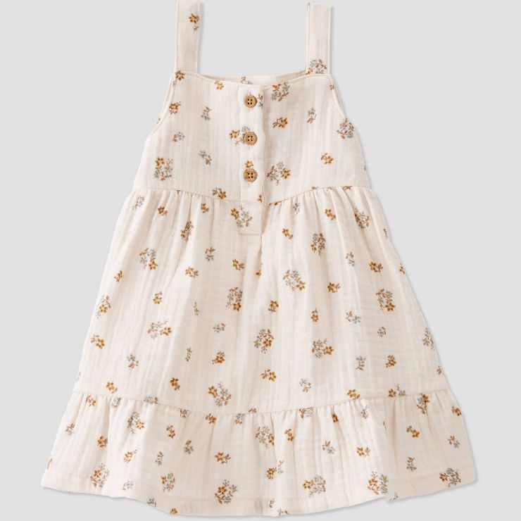 little Planet By Carter's Baby Spring Bloom Gauze Dress - Beige | Target