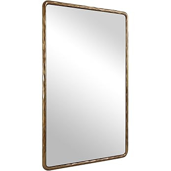 ANDY STAR Hand-Forged Gold Bathroom Mirrors for Wall, 30x40 Inch Vintage Solid Steel Metal Frame ... | Amazon (US)