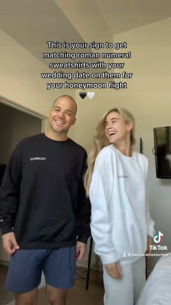 Custom Honeymoon/Travel Matching Wedding Date sweatshirts because why not!! 🤍🖤

#LTKwedding