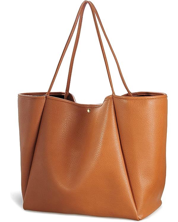 HOXIS Oversize Vegan Leather Tote Women Weekender Bag Shopper Handbag Travel Purse | Amazon (US)