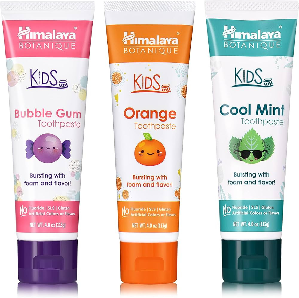 Himalaya Botanique Kids Toothpaste, Herbal, Cool Mint, Bubble Gum and Orange Flavor, Fights Plaqu... | Amazon (US)