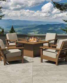All-Weather 5-Piece Conversation Set with Fire Pit Table | Horchow