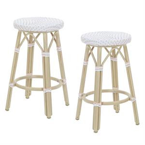 Furniture of America Binde Aluminum 26-inch Patio Barstool in White (Set of 2) | Homesquare
