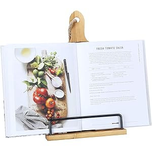 Soligt Cookbook Stand Adjustable iPad Tablet Holder Rustic Wood Cutting Board Style | Amazon (US)