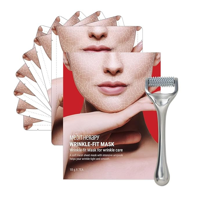MEDITHERAPY Wrinkle-fit Mask + Facial Roller, Collagen Mask, Lifting Sagging Skin, Hydrating, Imp... | Amazon (US)