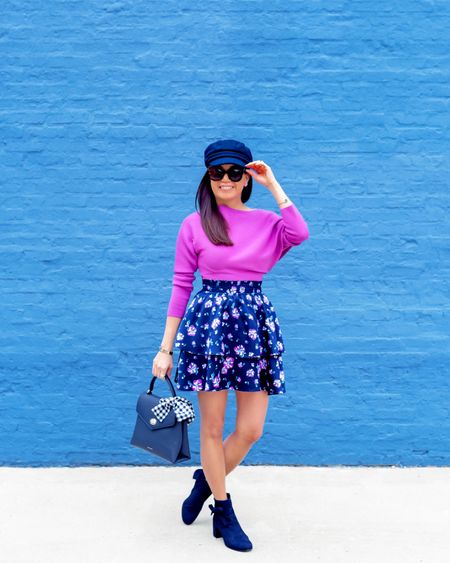 Indigo girl 💙💜 My outfit is on sale and available in several colors and prints! #walltraveled

#ruffleskirt #falloutfit #fallstyle #autumn #purple #blue #offtheshoulder #sweater #miniskirt #booties #navy #draperjames #floral #colorfulstyle #bananrepublic #fallinspo

#LTKsalealert #LTKunder100 #LTKstyletip