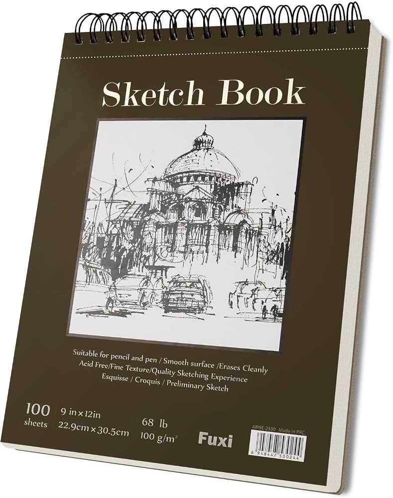 Fuxi 9" x 12" Sketch Book, Top Spiral Bound Sketch Pad, 1 Pack 100 Sheets 68lb/100gsm, Acid Free ... | Amazon (US)