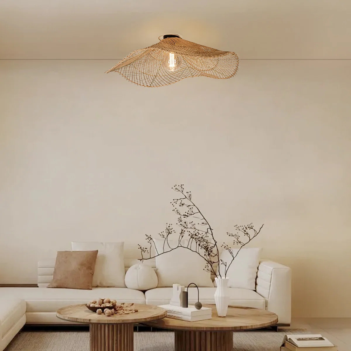 Rattan Flush Mount Ceiling Light For Entryway Bedroom Hallway Corridor | Wayfair North America