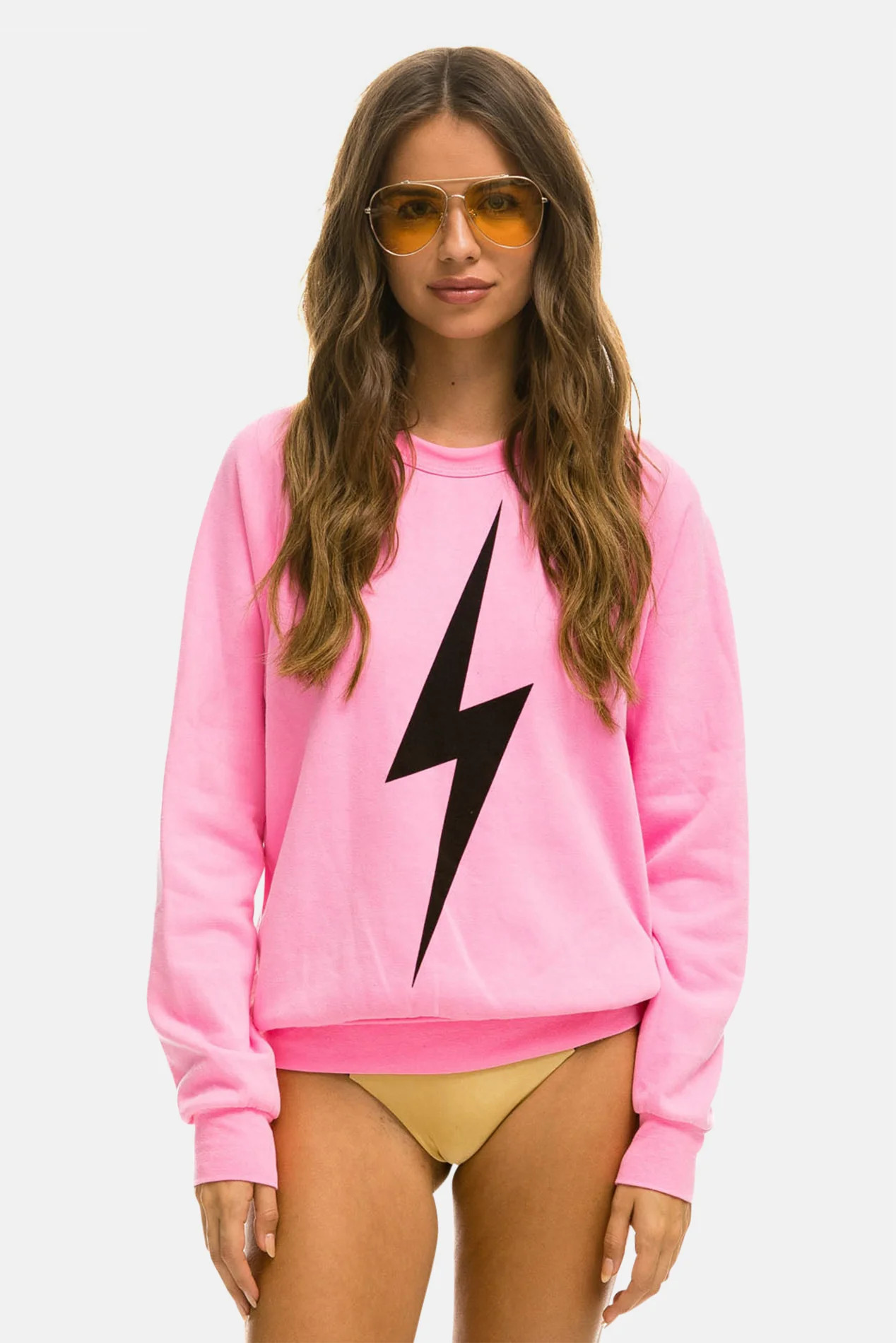 Women's Bolt Lightweight Sweatshirt Neon Pink | Blue & Cream