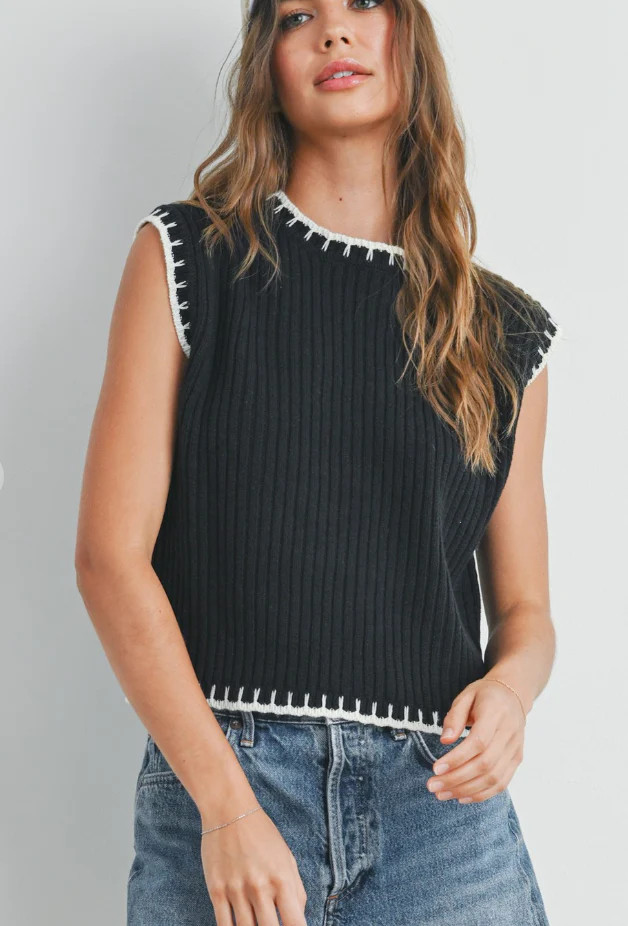 Susie Sweater Vest - Black Medium | Bates Boutique 