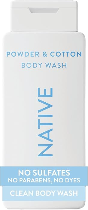 Native Clean Body Wash, Gentle & pH-balanced for Sensitive Skin, 24-Hr Freshness for Men & Women, Vegan & Cruelty-Free, Free of Sulfates & Parabens, Powder & Cotton, 18 fl oz | Amazon (US)