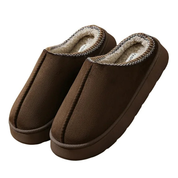 BERANMEY Cozy Platform Fuzzy Slippers for Women and Men Short Ankle Slippers with Anti-Slip Sole ... | Walmart (US)