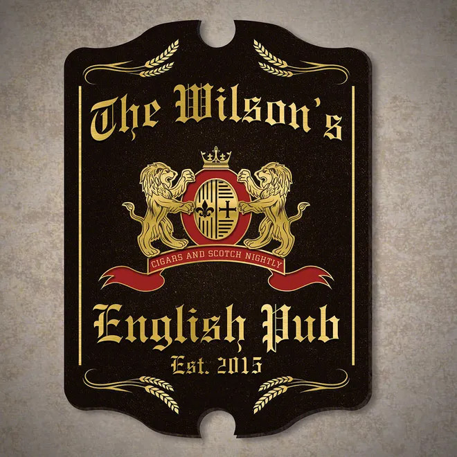 Proper English Custom Pub Sign | HomeWetBar.com