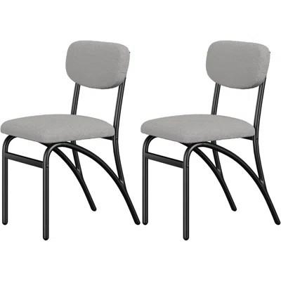 Boucle Dining Chairs- Mid-Century Modern Upholstered Chairs with Arched Metal Legs | Wayfair North America