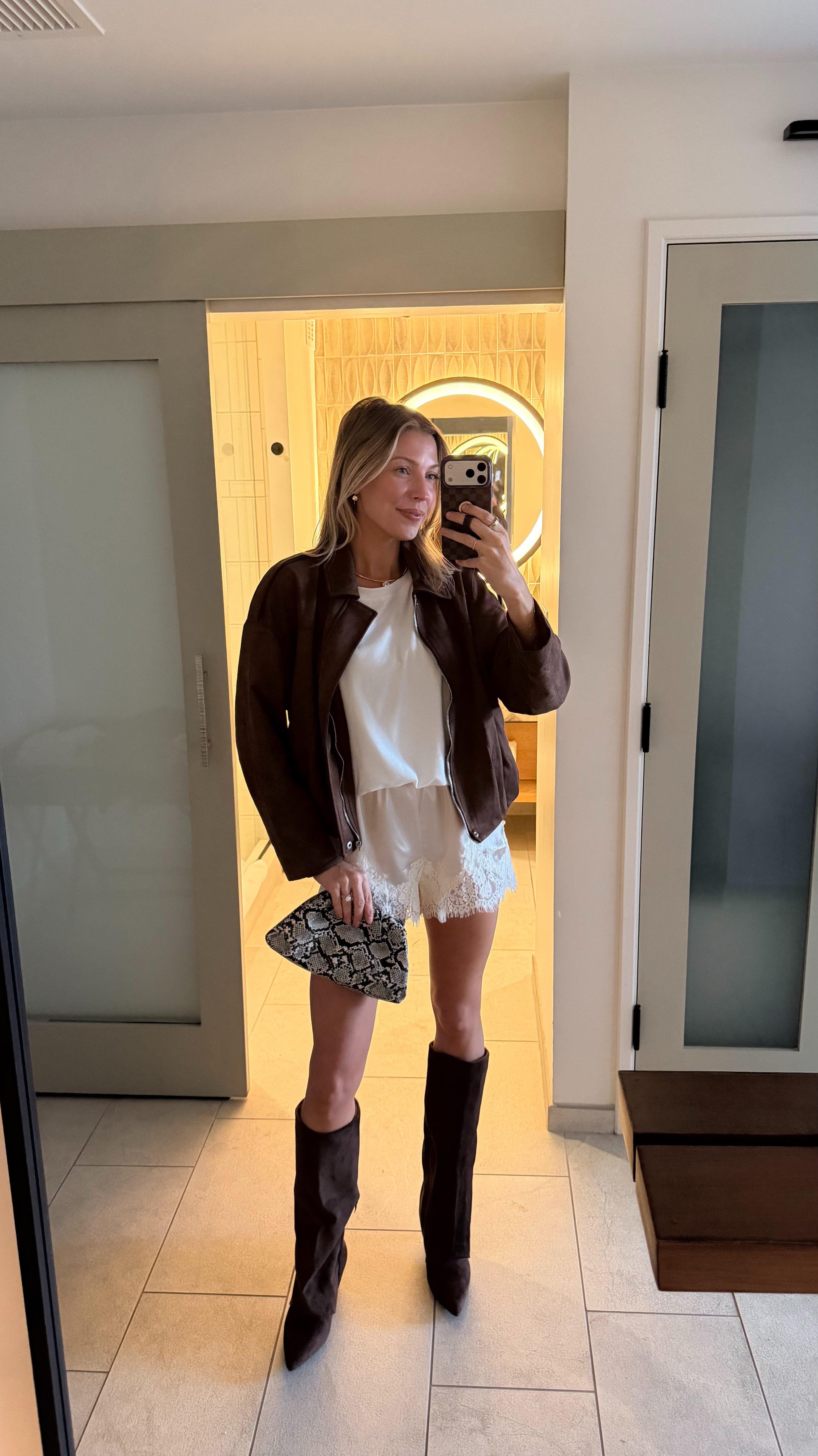 Day 1 of Amazon Creator Summit | Wearing S in bubble tee + stretchy lace shorts! Size S in suede jacket. Boots tts.
 

 #LTKootd