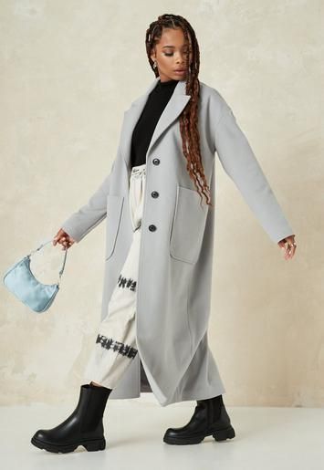 Missguided - Gray Oversized Long Coat | Missguided (US & CA)