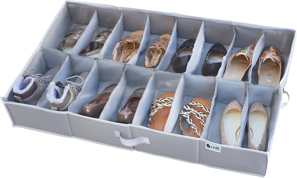 Under Bed Shoe Storage Organizer - TEAR-RESISTANT Heavy Duty 600D Material - Shoe Organizer Under... | Amazon (US)