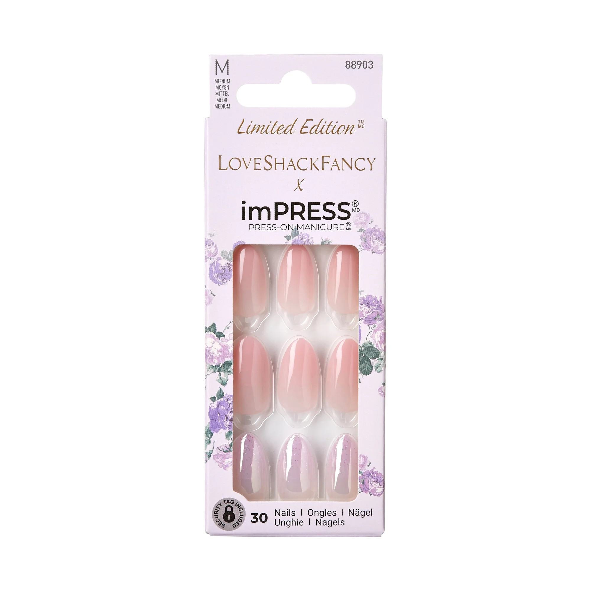 LoveShackFancy x imPRESS Limited Edition Medium Almond Press-On Nails, Pink, 30 Pieces | Walmart (US)