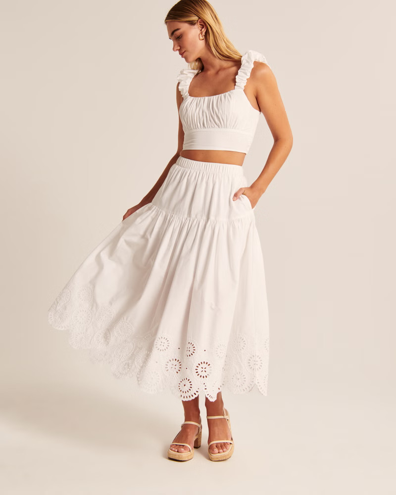 Eyelet Midi Skirt | Abercrombie & Fitch (US)