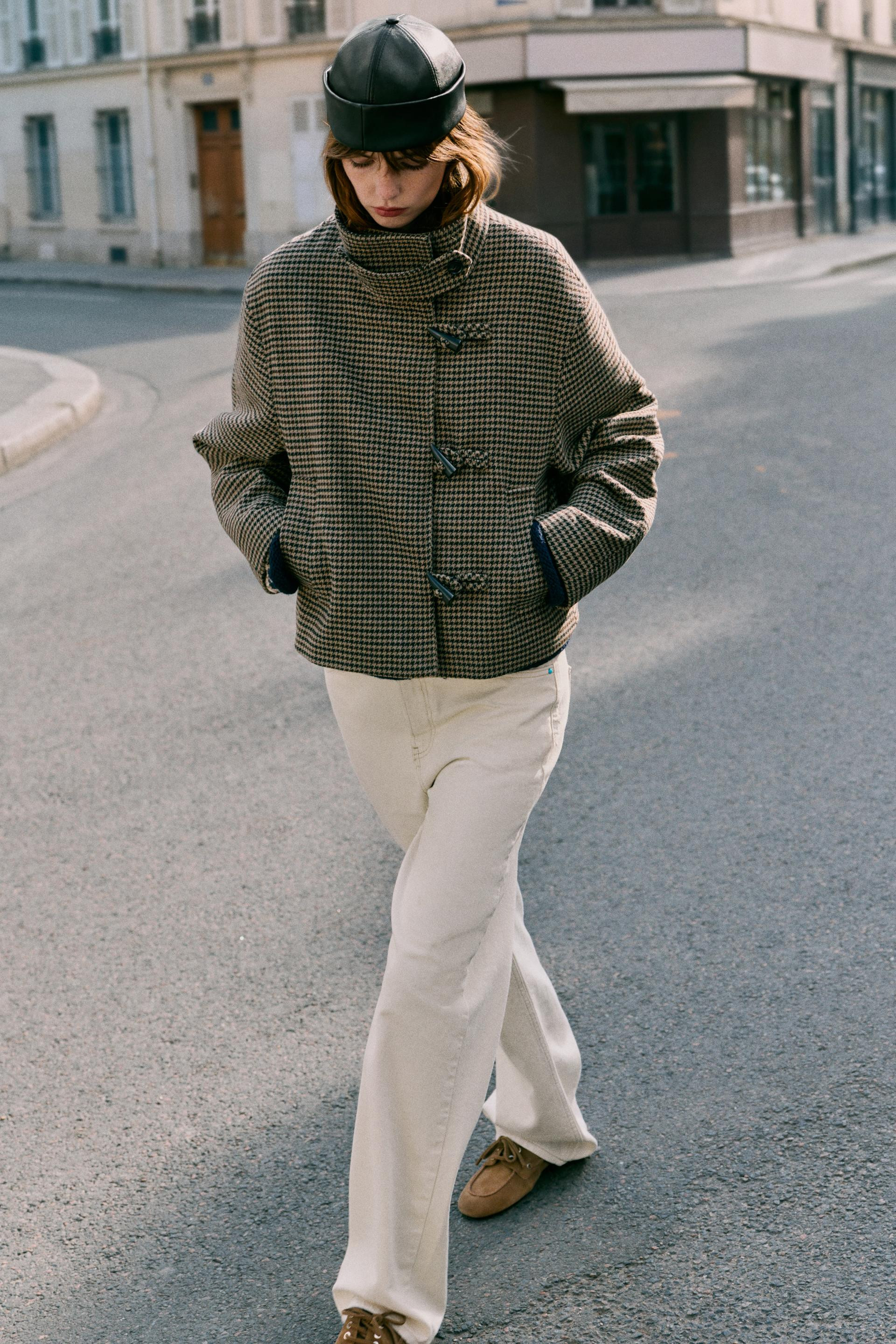 Zara - Houndstooth Jacket With Frog Fastening - Grey - L - Woman | Zara UK