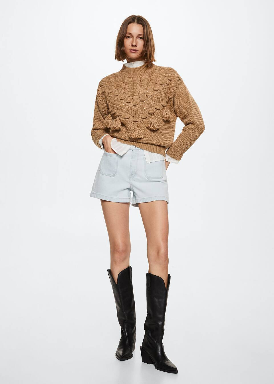 Openwork pompoms knit sweater -  Women | Mango USA | MANGO (US)