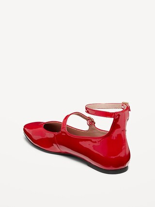 Double-Strap Faux Leather Mary Jane Flats | Old Navy (US)