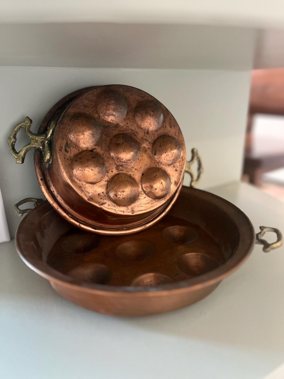 Set of 2 Vintage Copper Egg Poaching Pan - Etsy | Etsy (US)