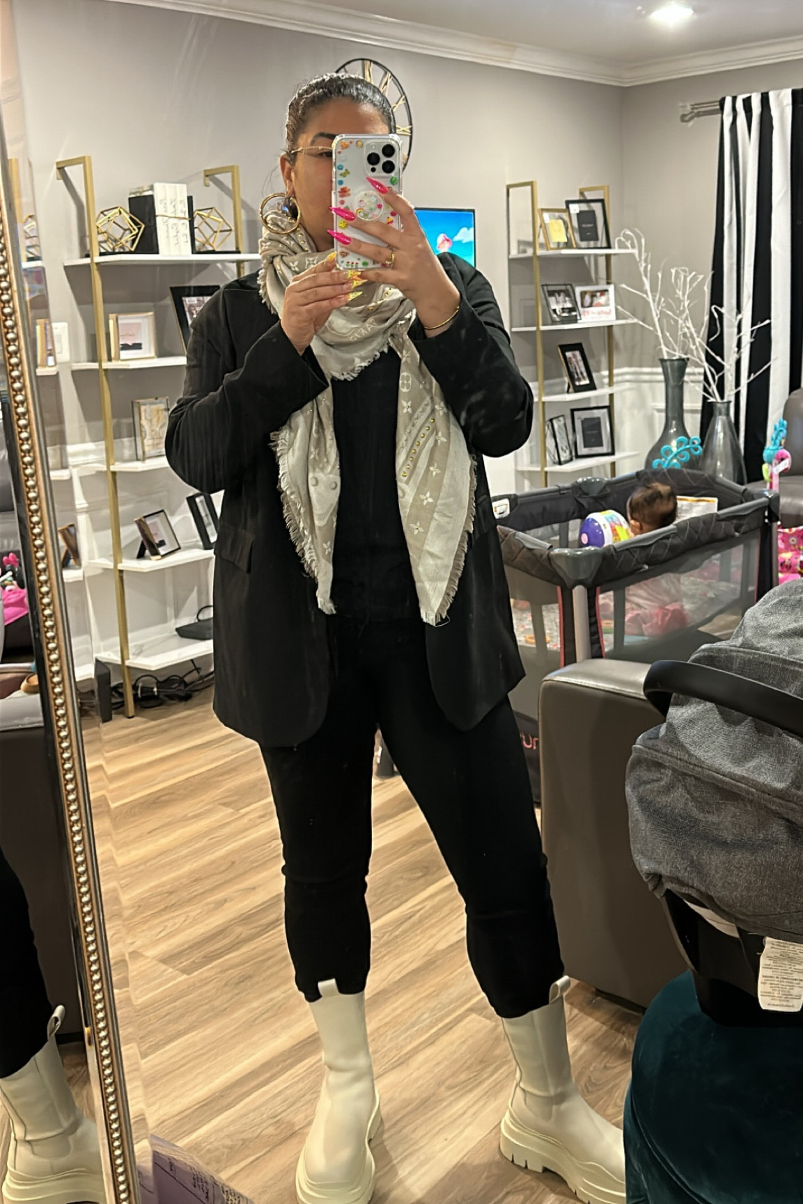 All black moment for work
Added a nude scarf and boots for a little razzle dazzle lol 

#LTKworkwear #LTKMostLoved #LTKstyletip