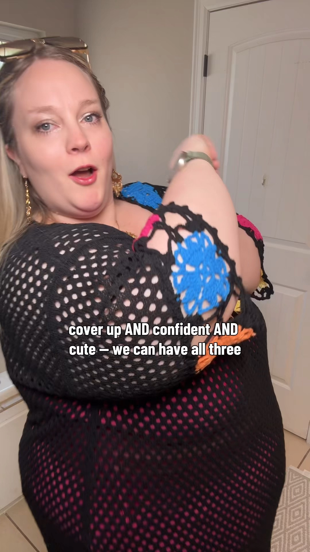 The crochet flowers and fringe on this one genuinely got me — the details are so cute.

I love that we can actually cover up and still feel confident and cute doing it.

plus size cover up, crochet cover up, fringe cover up, plus size swimwear, bloomchic, colorful cover up, summer beach outfit

#LTKPlusSize #LTKMidsize #LTKSwim