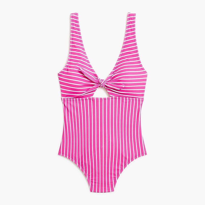 Striped cutout one-piece swimsuit with bow | J.Crew Factory