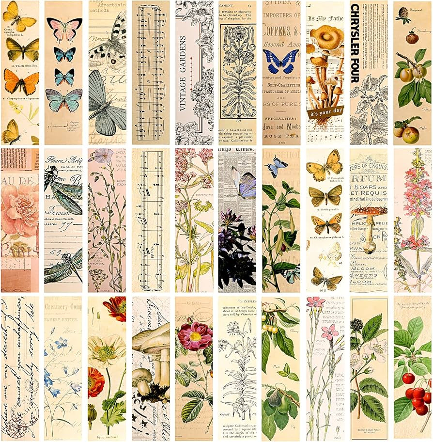 30 Pieces Paper Bookmarks for Book Lovers,Vintage Aesthetic Bookmark Simple Style Book Accessorie... | Amazon (US)