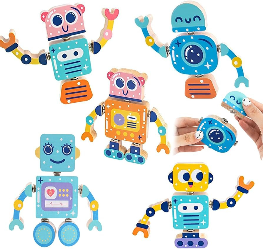 Wooden Snap-Together Building Toys, Robot Building Kit for Kids,STEM Building Blocks,Take Apart P... | Amazon (US)