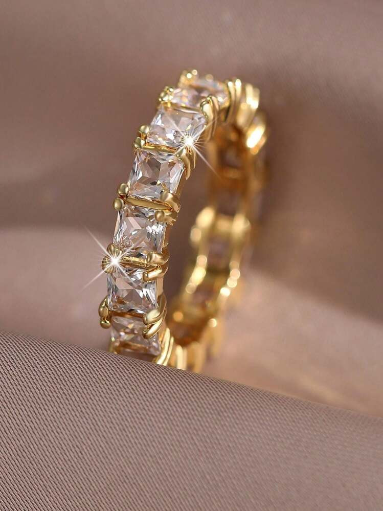 1pc Elegant Oval Zirconia Ring, Women/Girls Crystal Ring, Birthday Bridal Jewelry Gift For Her | SHEIN